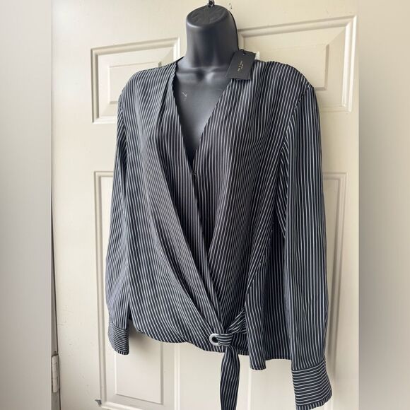 RAG & BONE  BLACK/WHITE STRIPE FELIX POPOVER 100% Silk Size SP - Picture 8 of 16